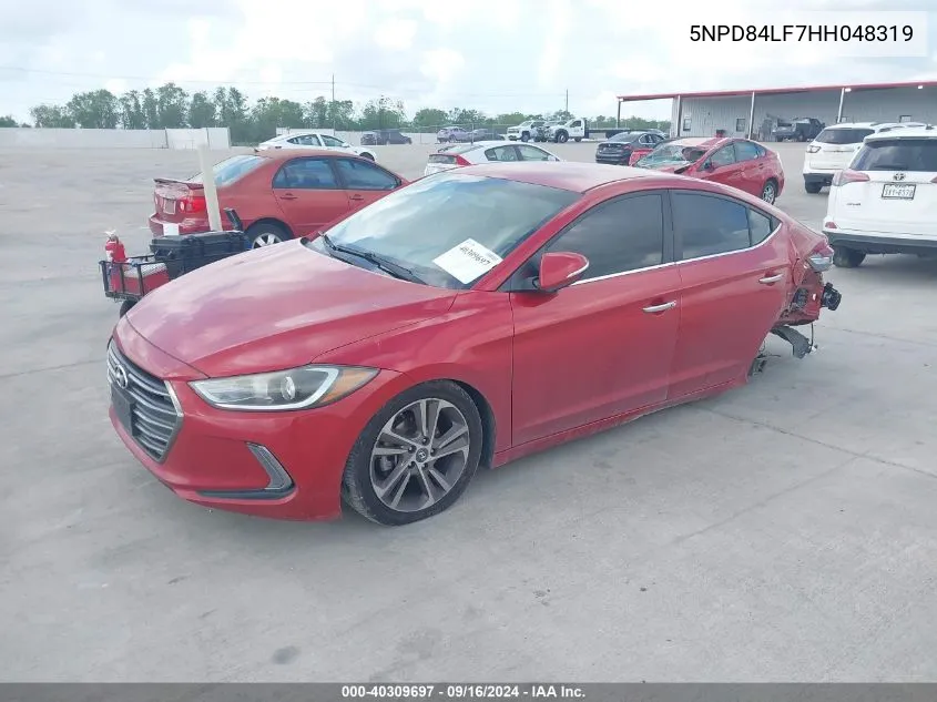 2017 Hyundai Elantra Limited VIN: 5NPD84LF7HH048319 Lot: 40309697