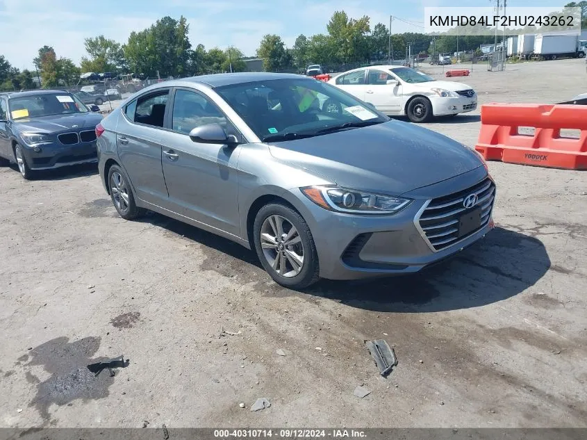 KMHD84LF2HU243262 2017 Hyundai Elantra Se