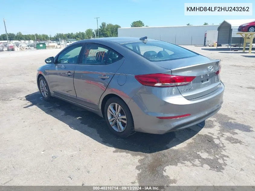 2017 Hyundai Elantra Se VIN: KMHD84LF2HU243262 Lot: 40310714