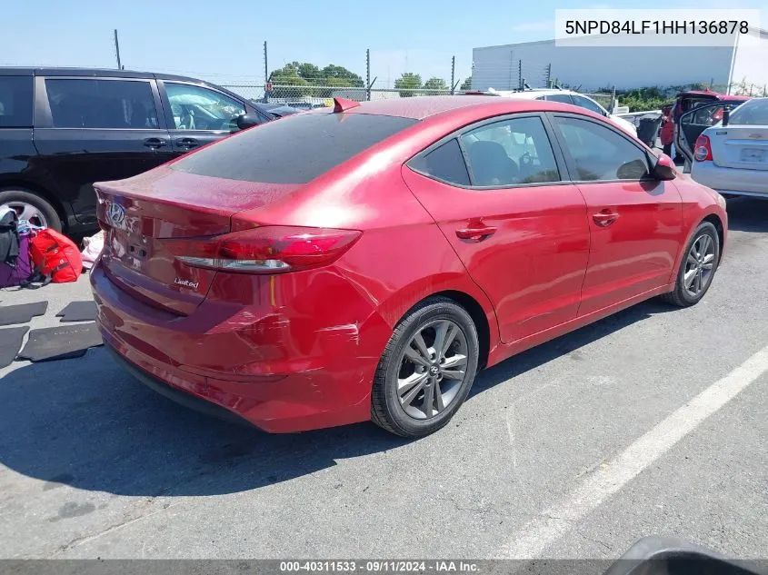 2017 Hyundai Elantra Se/Value/Limited VIN: 5NPD84LF1HH136878 Lot: 40311533