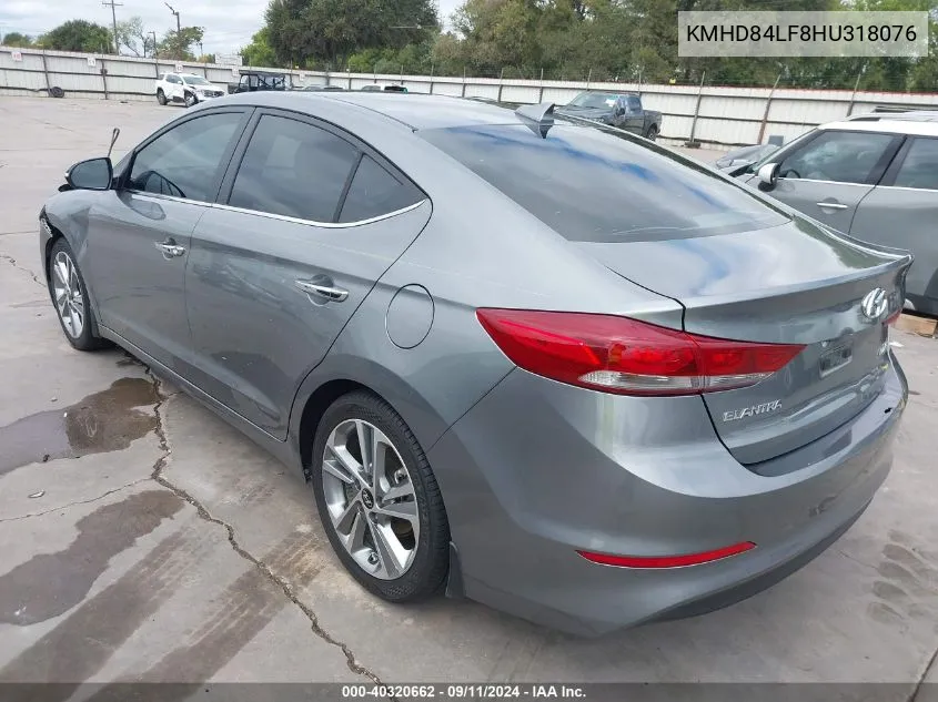 2017 Hyundai Elantra Limited VIN: KMHD84LF8HU318076 Lot: 40320662