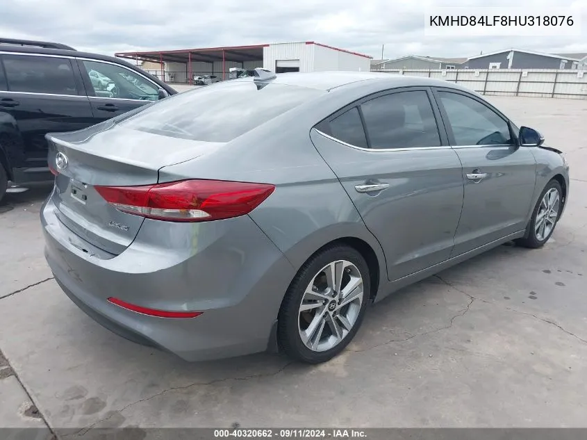 2017 Hyundai Elantra Limited VIN: KMHD84LF8HU318076 Lot: 40320662