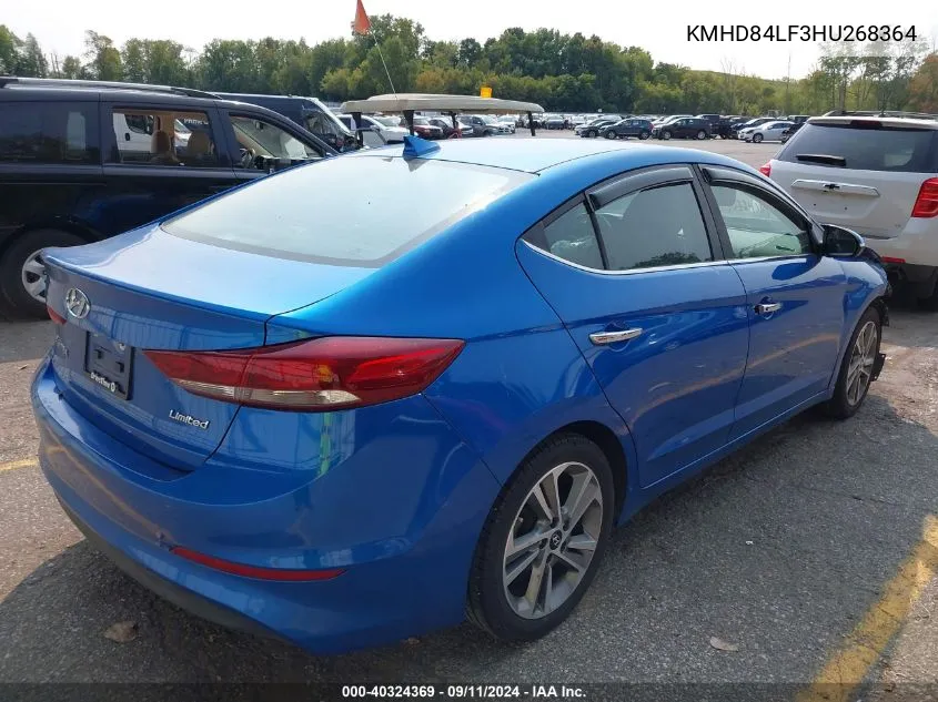 2017 Hyundai Elantra Limited VIN: KMHD84LF3HU268364 Lot: 40324369