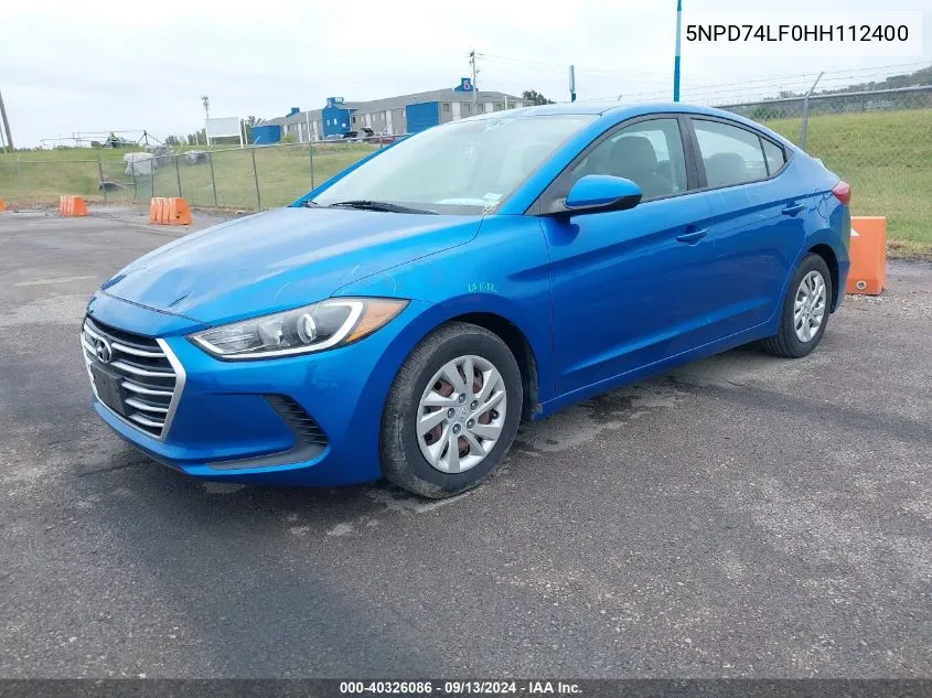 2017 Hyundai Elantra Se VIN: 5NPD74LF0HH112400 Lot: 40326086