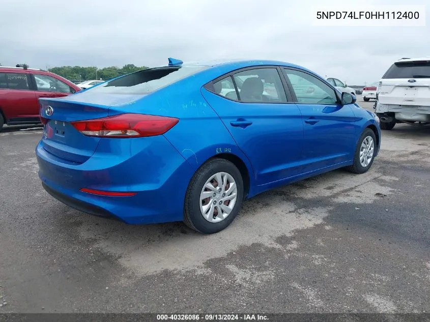 5NPD74LF0HH112400 2017 Hyundai Elantra Se