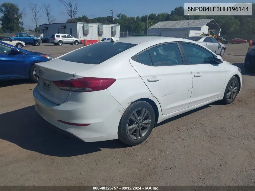 2017 Hyundai Elantra Se/Value/Limited VIN: 5NPD84LF3HH196144 Lot: 40326757