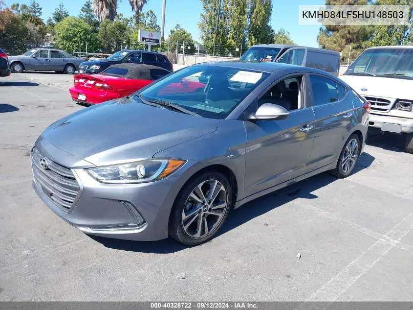 2017 Hyundai Elantra Limited VIN: KMHD84LF5HU148503 Lot: 40328722