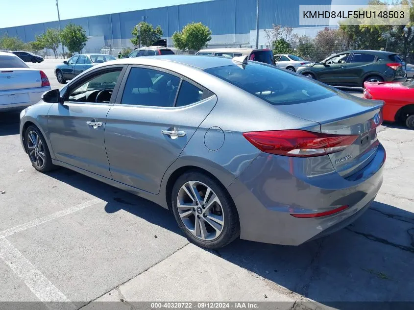 2017 Hyundai Elantra Limited VIN: KMHD84LF5HU148503 Lot: 40328722