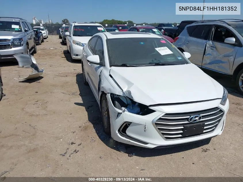 2017 Hyundai Elantra Se/Value/Limited VIN: 5NPD84LF1HH181352 Lot: 40329230