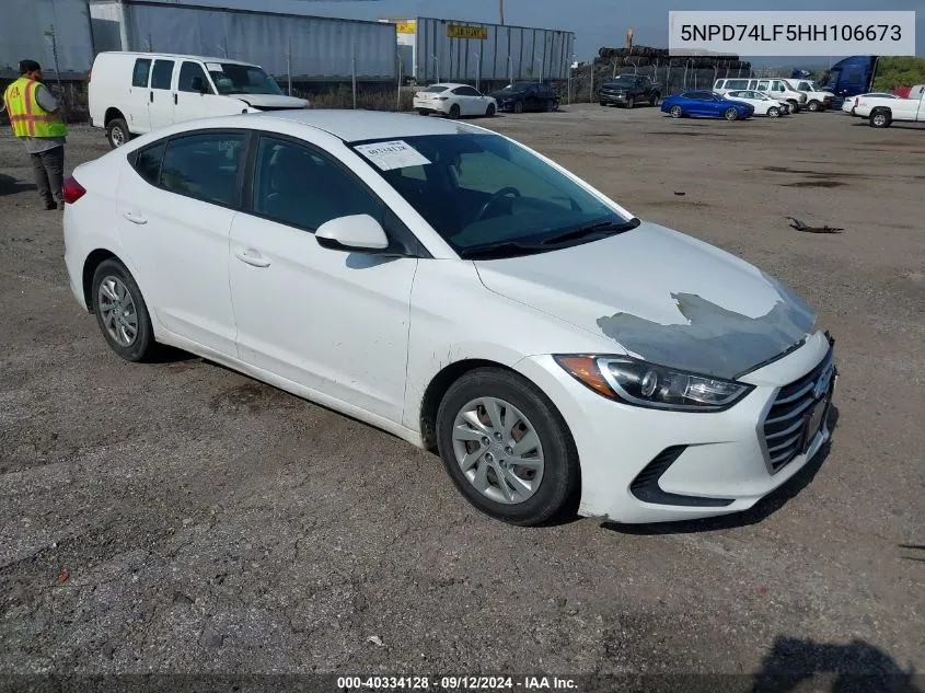 5NPD74LF5HH106673 2017 Hyundai Elantra Se