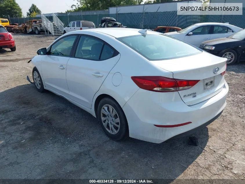 5NPD74LF5HH106673 2017 Hyundai Elantra Se