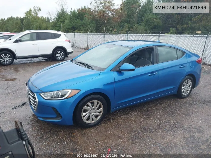 2017 Hyundai Elantra Se VIN: KMHD74LF4HU421899 Lot: 40335697