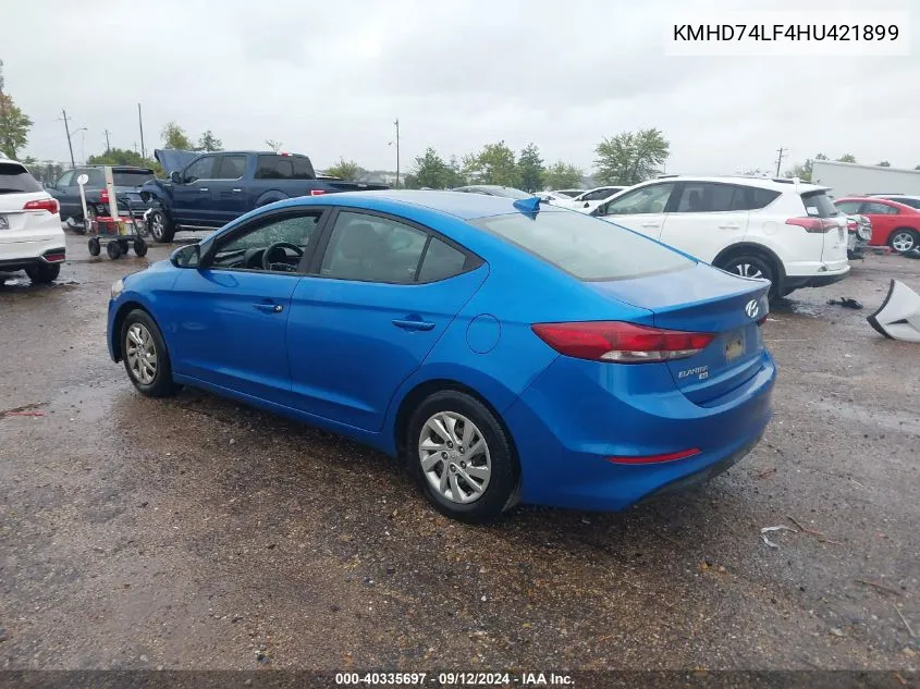 2017 Hyundai Elantra Se VIN: KMHD74LF4HU421899 Lot: 40335697