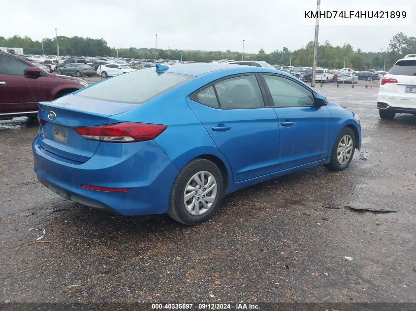 KMHD74LF4HU421899 2017 Hyundai Elantra Se