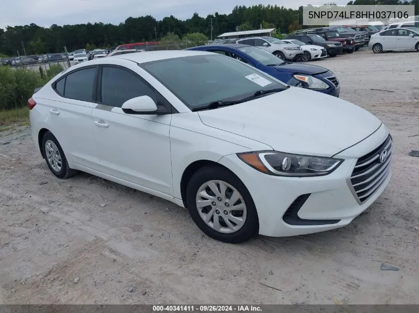 2017 Hyundai Elantra Se VIN: 5NPD74LF8HH037106 Lot: 40341411