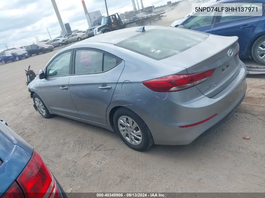 2017 Hyundai Elantra Se VIN: 5NPD74LF3HH137971 Lot: 40345905