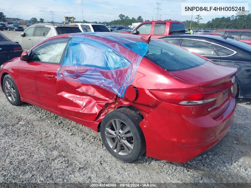 2017 Hyundai Elantra Se/Value/Limited VIN: 5NPD84LF4HH005248 Lot: 40346080