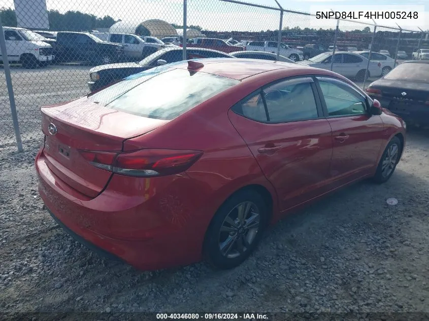 2017 Hyundai Elantra Se/Value/Limited VIN: 5NPD84LF4HH005248 Lot: 40346080