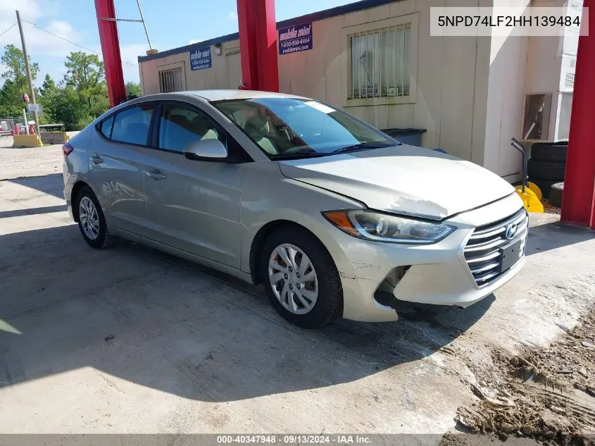 2017 Hyundai Elantra Se VIN: 5NPD74LF2HH139484 Lot: 40347948