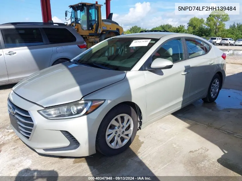 2017 Hyundai Elantra Se VIN: 5NPD74LF2HH139484 Lot: 40347948