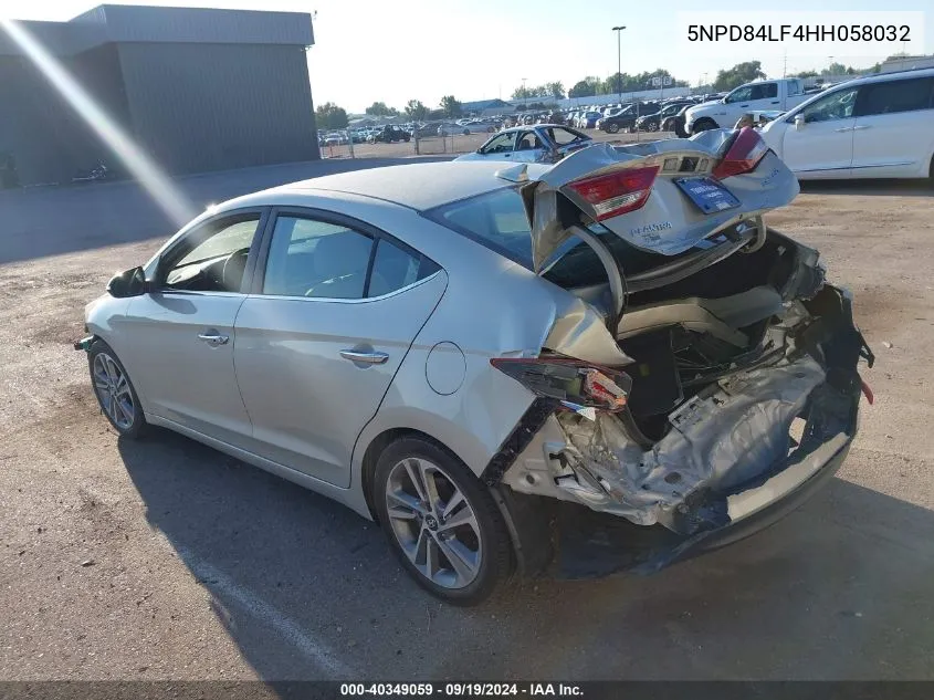 5NPD84LF4HH058032 2017 Hyundai Elantra Limited