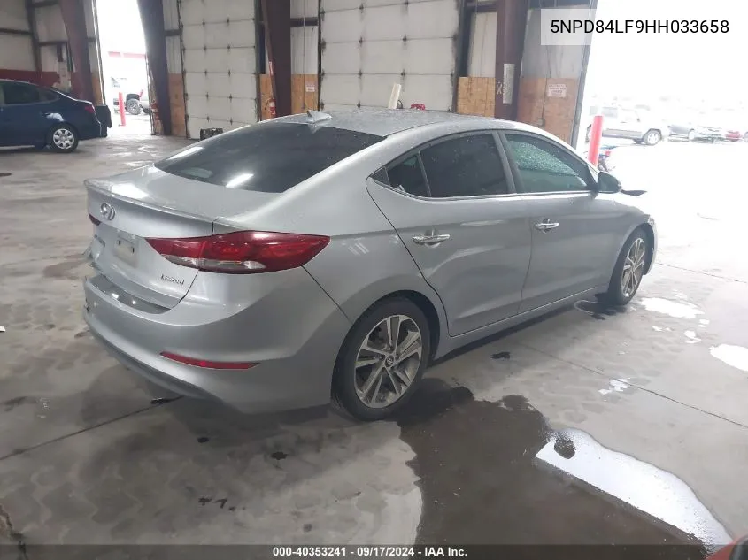 2017 Hyundai Elantra Limited VIN: 5NPD84LF9HH033658 Lot: 40353241