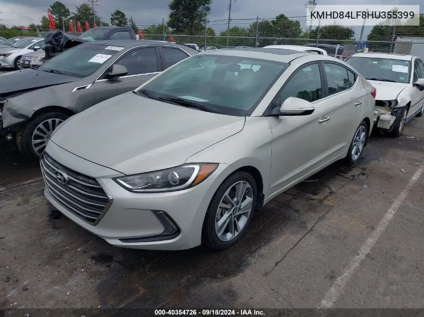 2017 Hyundai Elantra Limited VIN: KMHD84LF8HU355399 Lot: 40354726