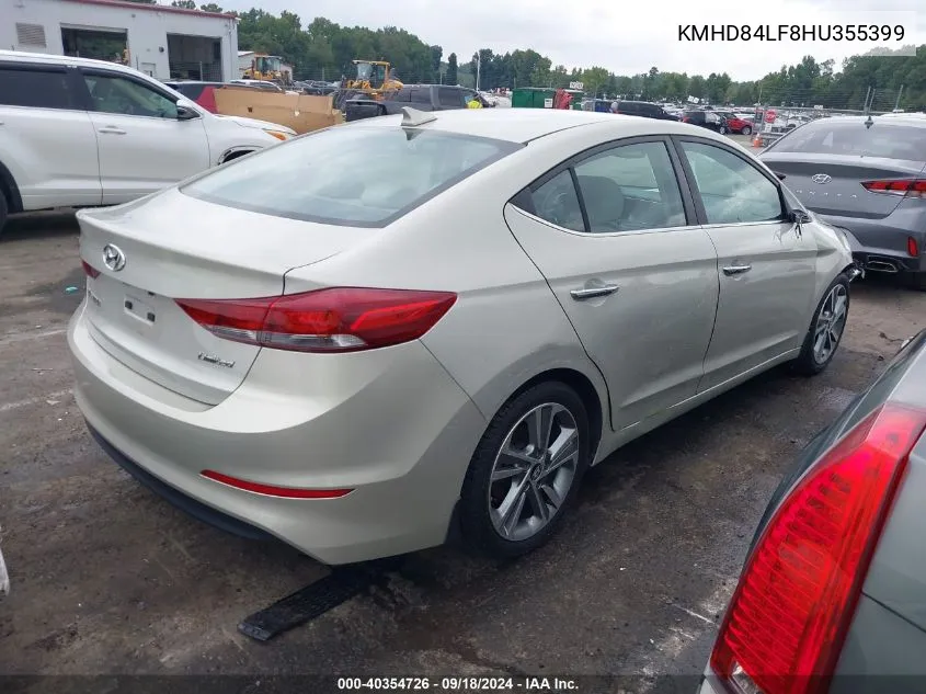 2017 Hyundai Elantra Limited VIN: KMHD84LF8HU355399 Lot: 40354726