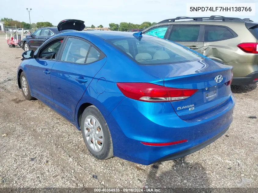 5NPD74LF7HH138766 2017 Hyundai Elantra Se