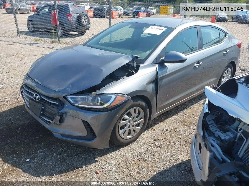 KMHD74LF2HU115946 2017 Hyundai Elantra Se