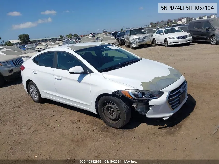 2017 Hyundai Elantra Se VIN: 5NPD74LF5HH057104 Lot: 40382988