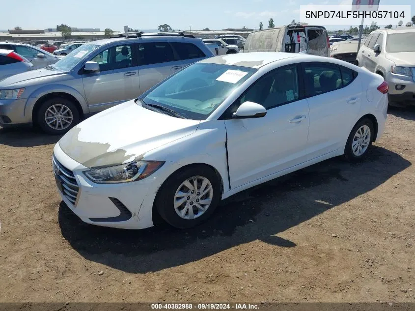 2017 Hyundai Elantra Se VIN: 5NPD74LF5HH057104 Lot: 40382988