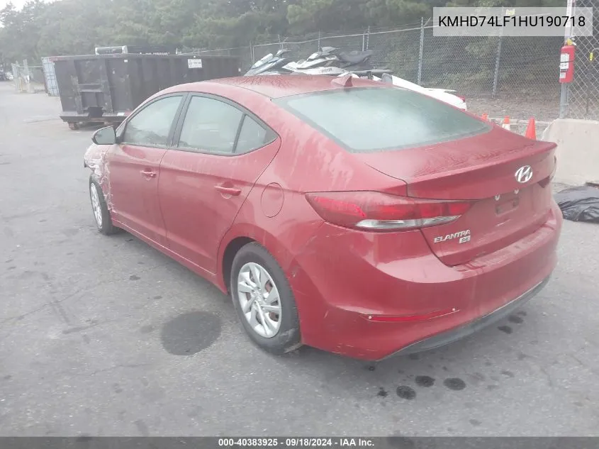 KMHD74LF1HU190718 2017 Hyundai Elantra Se