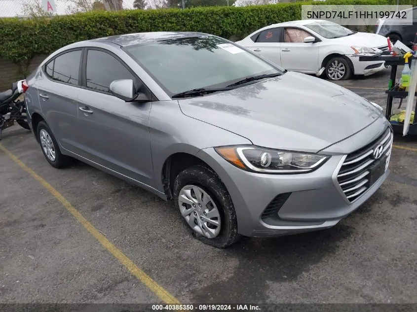 2017 Hyundai Elantra Se VIN: 5NPD74LF1HH199742 Lot: 40385350