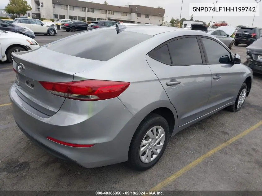 2017 Hyundai Elantra Se VIN: 5NPD74LF1HH199742 Lot: 40385350