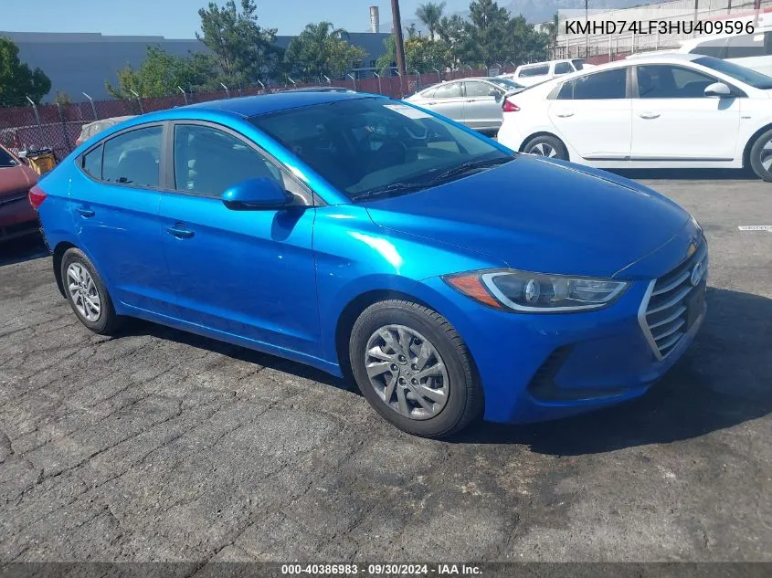 2017 Hyundai Elantra Se VIN: KMHD74LF3HU409596 Lot: 40386983