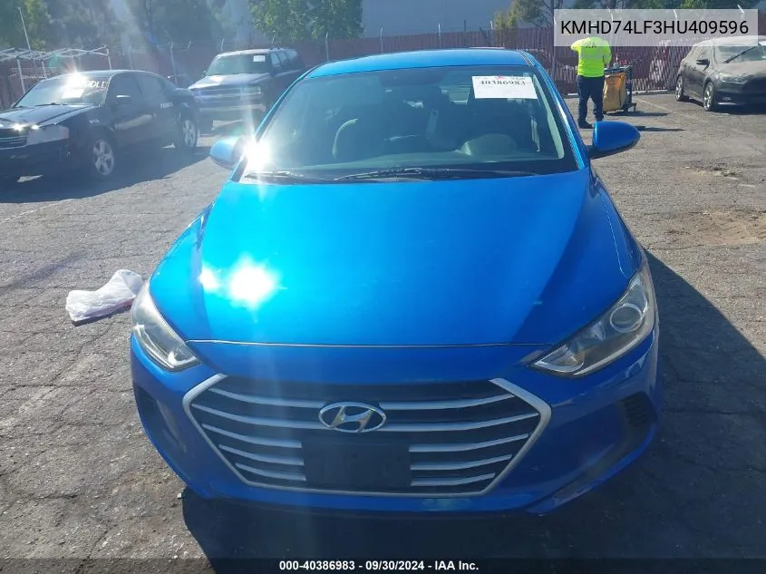 KMHD74LF3HU409596 2017 Hyundai Elantra Se