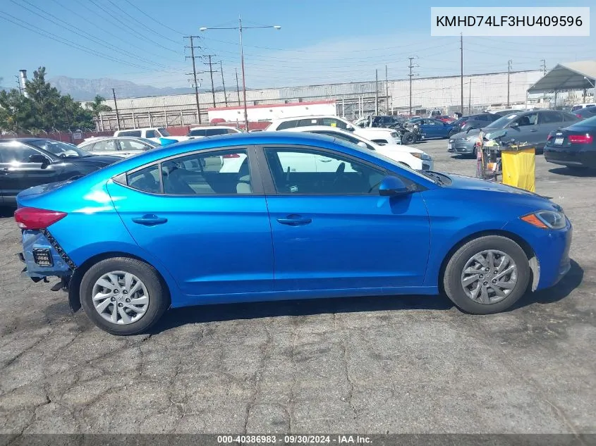 KMHD74LF3HU409596 2017 Hyundai Elantra Se