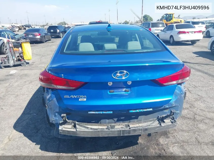 KMHD74LF3HU409596 2017 Hyundai Elantra Se