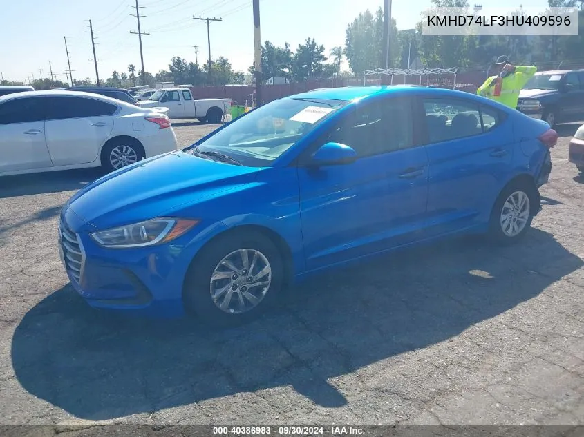 2017 Hyundai Elantra Se VIN: KMHD74LF3HU409596 Lot: 40386983