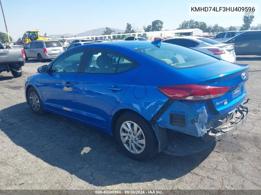 KMHD74LF3HU409596 2017 Hyundai Elantra Se