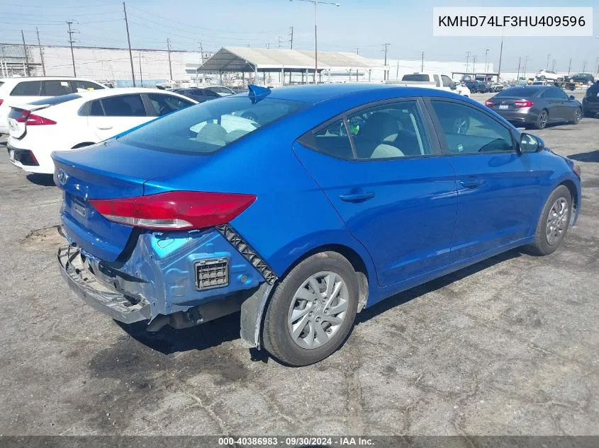 KMHD74LF3HU409596 2017 Hyundai Elantra Se