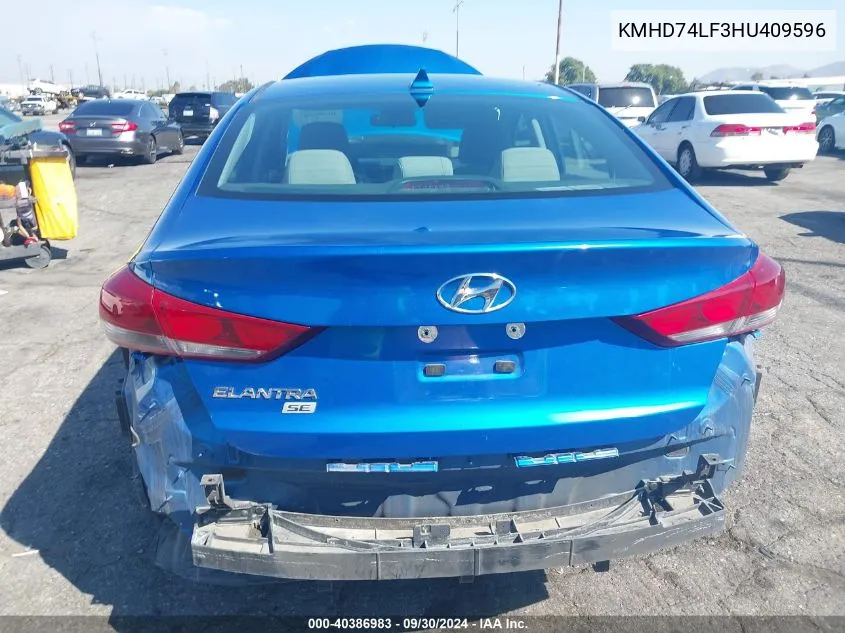 KMHD74LF3HU409596 2017 Hyundai Elantra Se