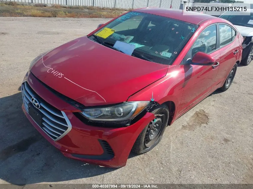 5NPD74LFXHH135215 2017 Hyundai Elantra Se