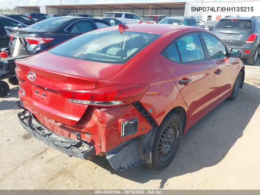 2017 Hyundai Elantra Se VIN: 5NPD74LFXHH135215 Lot: 40387994