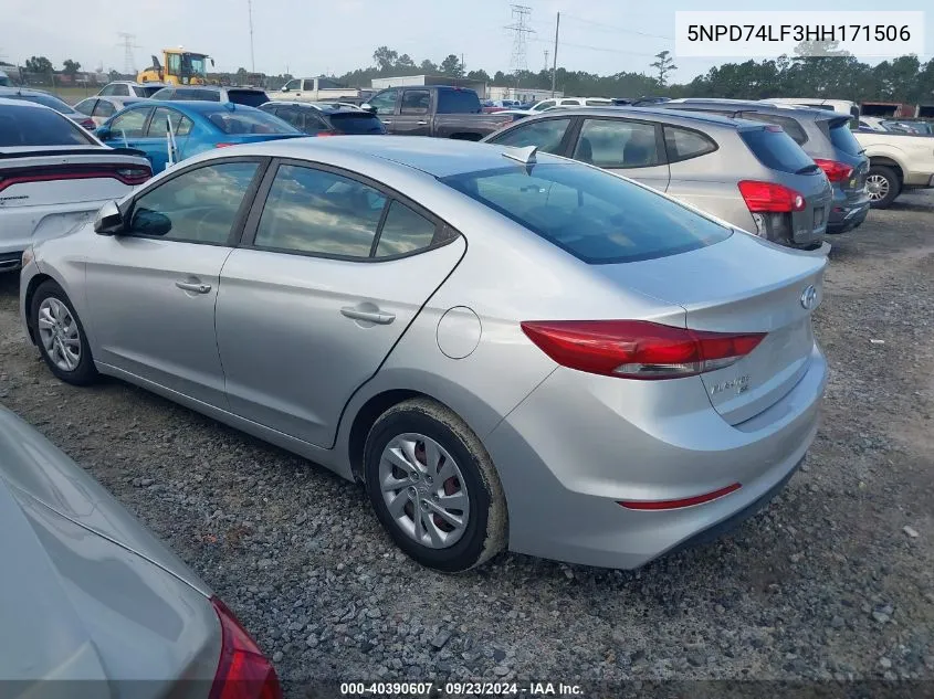 5NPD74LF3HH171506 2017 Hyundai Elantra Se