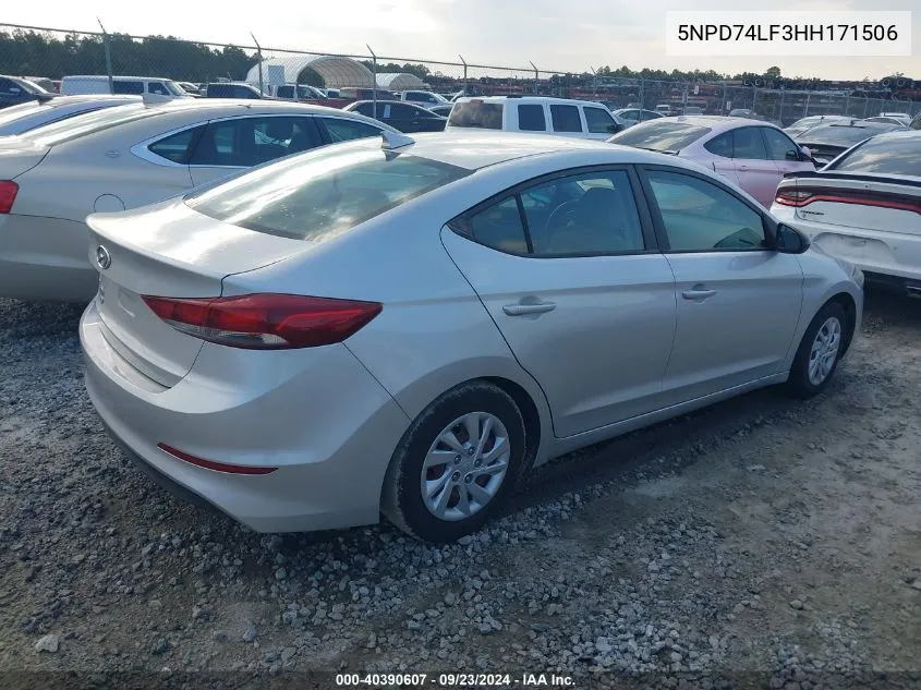 5NPD74LF3HH171506 2017 Hyundai Elantra Se