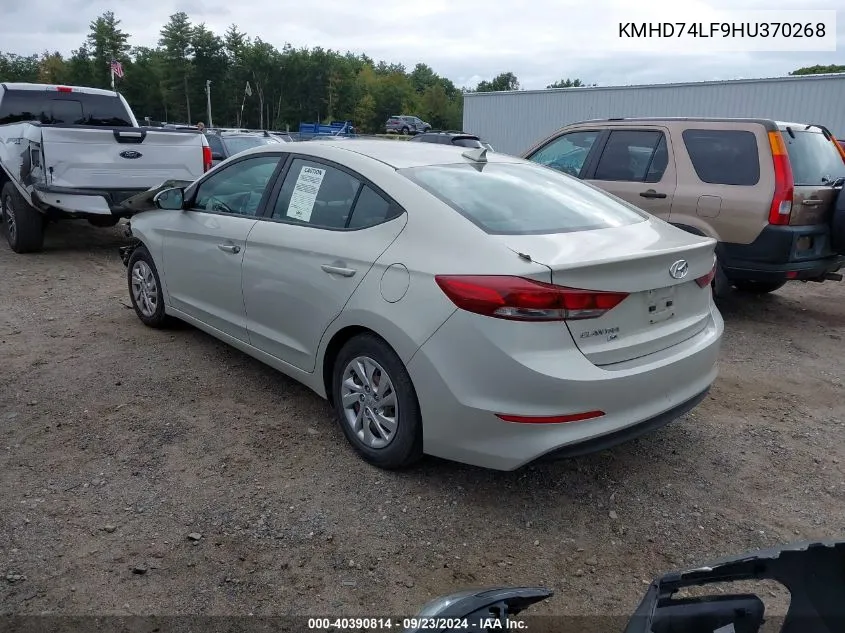 KMHD74LF9HU370268 2017 Hyundai Elantra Se