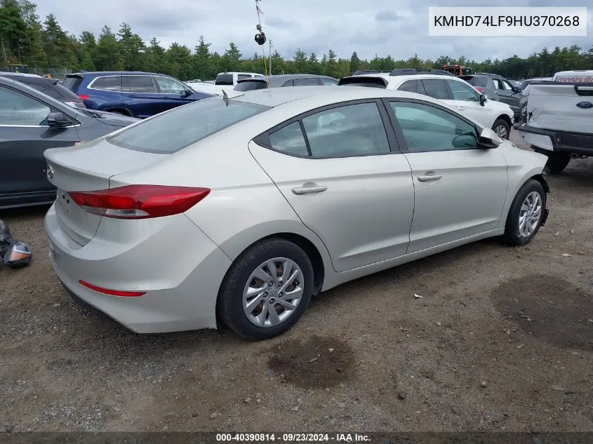 2017 Hyundai Elantra Se VIN: KMHD74LF9HU370268 Lot: 40390814