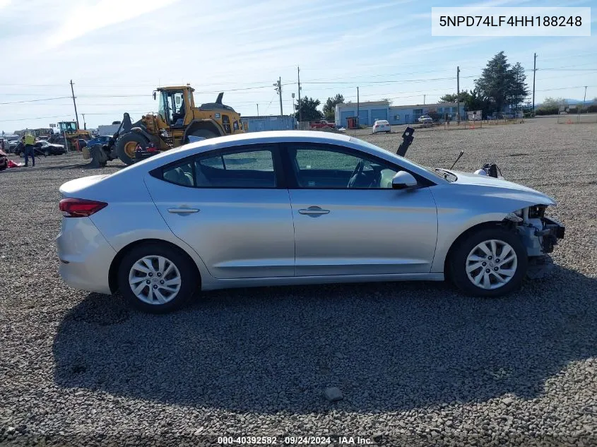 2017 Hyundai Elantra Se VIN: 5NPD74LF4HH188248 Lot: 40392582